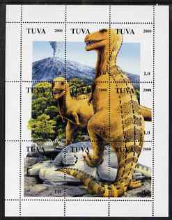 Touva 2000 Dinosaurs perf composite sheetlet containing 9 values complete unmounted mint, stamps on dinosaurs