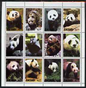 Sakhalin Isle 2001 pandas perf sheetlet containing set of 12 values unmounted mint, stamps on , stamps on  stamps on animals, stamps on  stamps on bears, stamps on  stamps on pandas