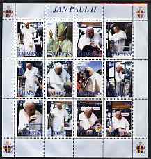 Tatarstan Republic 2001 Pope John Paul II perf sheetlet containing complete set of 12 values (inscribed Jan Paul II) unmounted mint, stamps on religion, stamps on pope, stamps on personalities