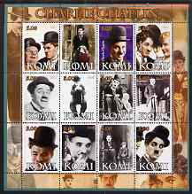 Komi Republic 2004 Charlie Chaplin perf sheetlet containing set of 12 values unmounted mint, stamps on , stamps on  stamps on films, stamps on  stamps on cinema, stamps on  stamps on comedy, stamps on  stamps on personalities, stamps on  stamps on comedy, stamps on  stamps on chaplin