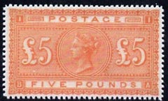 Great Britain 1867 QV 5 orange,  'Maryland' perf forgery 'unused', as SG 137 - the word Forgery is either handstamped or printed on the back and comes on a presentation card with descriptive notes, stamps on maryland, stamps on forgery, stamps on forgeries, stamps on qv, stamps on  qv , stamps on 