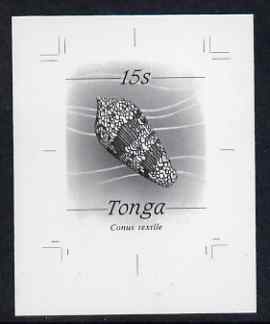 Tonga 1984-85 Textile or Cloth of Gold Cone Shell 15s (from self adhesive Marine Life def set) B&W photographic proof, scarce thus, as SG 873, stamps on , stamps on  stamps on marine life, stamps on  stamps on shells