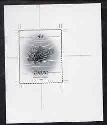 Tonga 1988-92 Lionfish 4s (from redrawn Marine Life def set) B&W photographic proof, scarce thus, as SG 1001, stamps on marine life, stamps on fish