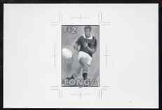 Tonga 1995 Rugby World Cup Championship 2p (Player Receiving Pass) B&W photographic proof, scarce thus, as SG MS 1296d, stamps on sport, stamps on rugby