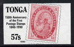 Tonga 1990 150th Anniversary of Penny Black 57s (1886 Tonga 1d) imperf plate proof unmounted mint as SG 1075, stamps on stamp on stamp, stamps on stamponstamp