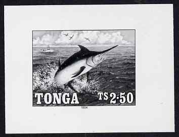 Tonga 1994 Blue Marlin 2p50 (from Game Fishing set) B&W photographic proof, scarce thus, as SG 1270, stamps on , stamps on  stamps on marine life, stamps on  stamps on fish, stamps on  stamps on gamefish