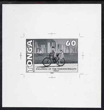 Tonga 1994 Honk Kong Children with Bicycle 60s (from 25th Anniversary set) B&W photographic proof, scarce thus, as SG 1292, stamps on , stamps on  stamps on bicycles, stamps on  stamps on children