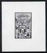 Tonga 1993 Going to Church 3p (from Christmas set) B&W photographic proof, scarce thus, as SG 1253, stamps on , stamps on  stamps on christmas, stamps on  stamps on churches