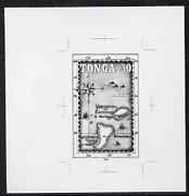 Tonga 1993 Island Map 30s (from Tasman's Discovery set) B&W photographic proof, scarce thus, as SG 1241, stamps on explorers, stamps on maps