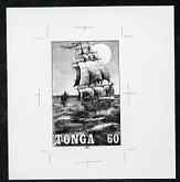Tonga 1993 Heemskirk & Zeehaan (Ships) 60s (from Tasman's Discovery set) B&W photographic proof, scarce thus, as SG 1242, stamps on explorers, stamps on ships