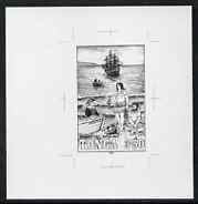 Tonga 1993 Tasman Landing at Eua 3p50 (from Tasmans Discovery set) B&W photographic proof, scarce thus, as SG 1244, stamps on explorers, stamps on ships, stamps on parrots