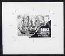 Tonga 1997 Capt James Wilson & Duff 60s (from King George & Christianity Anniversary set) B&W photographic proof, scarce thus, as SG 1386, stamps on explorers, stamps on ships, stamps on missionaries