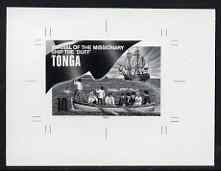 Tonga 1997 Missionaries Landing 10s (from King George & Christianity Anniversary set) B&W photographic proof, scarce thus, as SG 1384, stamps on explorers, stamps on ships, stamps on missionaries