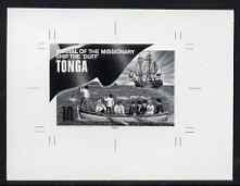 Tonga 1997 Missionaries Landing 10s (from King George & Christianity Anniversary set) B&W photographic proof, scarce thus, as SG 1384, stamps on , stamps on  stamps on explorers, stamps on  stamps on ships, stamps on  stamps on missionaries