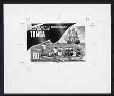 Tonga 1997 Missionaries Landing 60s (from King George & Christianity Anniversary set) B&W photographic proof, scarce thus, as SG 1387, stamps on explorers, stamps on ships, stamps on missionaries