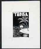 Tonga 1993 Land of Sun, Sea & Sand 10s (from Children's Painting Competition set) B&W photographic proof, scarce thus, as SG 1254, stamps on children, stamps on arts, stamps on trees