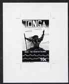 Tonga 1993 Maui, Fisher God 10s (from Childrens Painting Competition set) B&W photographic proof, scarce thus, as SG 1255, stamps on children, stamps on arts, stamps on fishing, stamps on myths, stamps on mythology