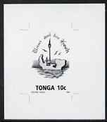 Tonga 1993 Maui and his Hook 10s (from Childrens Painting Competition set) B&W photographic proof, scarce thus, as SG 1258, stamps on children, stamps on arts, stamps on fishing, stamps on myths, stamps on mythology