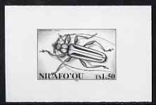 Tonga - Niuafo'ou 1994 Cerambycidea 1p50 (from Beetles set) B&W photographic proof, scarce thus, as SG 206, stamps on insects, stamps on beetles