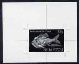 Tonga - Niuafo'ou 1989 Spiny Hatchetfish 32s (from Fishes of the Deep set) B&W photographic proof, scarce thus, as SG 113, stamps on marine life, stamps on fish