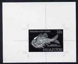 Tonga - Niuafoou 1989 Spiny Hatchetfish 32s (from Fishes of the Deep set) B&W photographic proof, scarce thus, as SG 113, stamps on marine life, stamps on fish