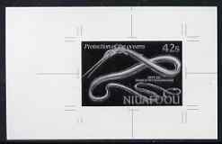 Tonga - Niuafo'ou 1989 Snipe Eel 42s (from Fishes of the Deep set) B&W photographic proof, scarce thus, as SG 114, stamps on marine life, stamps on fish