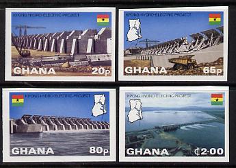 Ghana 1982 Hydro-Electric SG 996-9 imperf set of 4 from limited printing unmounted mint, stamps on , stamps on  stamps on science, stamps on irrigation, stamps on energy, stamps on civil engineering, stamps on trucks, stamps on dams