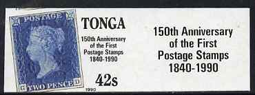 Tonga 1990 150th Anniversary of Penny Black 42s (1840 Great Britain 2d blue) imperf plate proof unmounted mint as SG 1074, stamps on stamp on stamp, stamps on stamponstamp