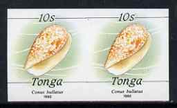 Tonga 1990-92 Bubble Cone Shell 10s (from reduced-size Marine Life set) imperf proof pair, rare thus, as SG1092 (1992 imprint date), stamps on , stamps on  stamps on marine life, stamps on  stamps on shells