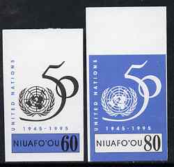 Tonga - Niuafo'ou 1995 50th Anniversary of United Nations 60s & 80s imperf plate proofs, scarce thus, as SG 238 & 241, stamps on , stamps on  stamps on united nations