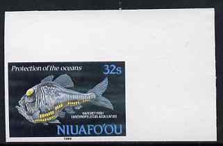 Tonga - Niuafo'ou 1989 Spiny Hatchetfish 32s (from Fishes of the Deep set) imperf marginal plate proof, as SG 113, stamps on , stamps on  stamps on marine life, stamps on  stamps on fish