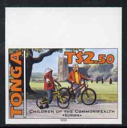 Tonga 1994 English Children with Bicycle 2p50 (from 25th Anniversary set) imperf proof unmounted mint, as SG 1295, stamps on , stamps on  stamps on bicycles, stamps on  stamps on children