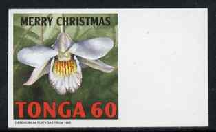 Tonga 1995 Orchid - Dendrobium platygastrium 60s Christmas (insc Merry Christmas) imperf marginal plate proof as SG 1332, stamps on , stamps on  stamps on christmas, stamps on  stamps on orchids, stamps on  stamps on flowers