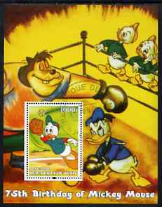Benin 2004 75th Birthday of Mickey Mouse - Baseball & Boxing perf m/sheet fine cto used, stamps on disney, stamps on films, stamps on movies, stamps on cinema, stamps on sport, stamps on boxing, stamps on baseball