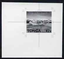 Tonga 1989 Short S-30 G Class Flying Boat 42s from Aviation in Tonga set B&W photographic proof, as SG 1055, stamps on aviation, stamps on flying boats