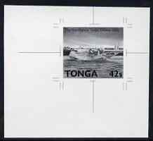 Tonga 1989 Short S-30 G Class Flying Boat 42s from Aviation in Tonga set B&W photographic proof, as SG 1055, stamps on , stamps on  stamps on aviation, stamps on  stamps on flying boats