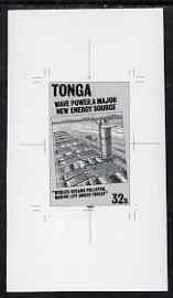 Tonga 1995 Wave Power 32s (from Alternative Sources of Electricity set) B&W photographic proof as SG 1069, stamps on , stamps on  stamps on energy, stamps on  stamps on electricity