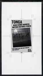 Tonga 1995 Wind Farm 57s (from Alternative Sources of Electricity set) B&W photographic proof as SG 1070, stamps on energy, stamps on electricity, stamps on windmills