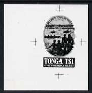 Tonga 1983 An Early Tongan Print 1p (from Printing in Tonga set) B&W photographic proof, scarce thus, as SG 855, stamps on printing, stamps on 
