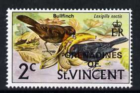 St Vincent - Grenadines 1974 2c def with wmk inverted unmounted mint SG 4w unmounted mint, stamps on , stamps on  stamps on birds, stamps on  stamps on bullfinch