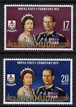 Bermuda 1975 Royal Visit set of 2 unmounted mint, SG 328-29, stamps on , stamps on  stamps on royalty, stamps on  stamps on visits, stamps on  stamps on arms, stamps on  stamps on heraldry