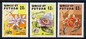 Wallis & Futuna 1979  Flowers (1st series) set of 3 unmounted mint, SG 328-30, stamps on , stamps on  stamps on flowers, stamps on  stamps on scots, stamps on  stamps on scotland