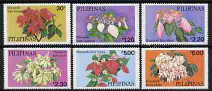 Philippines 1979 Cultivated Mussaendas set of 6 unmounted mint, SG 1523-28, stamps on , stamps on  stamps on flowers