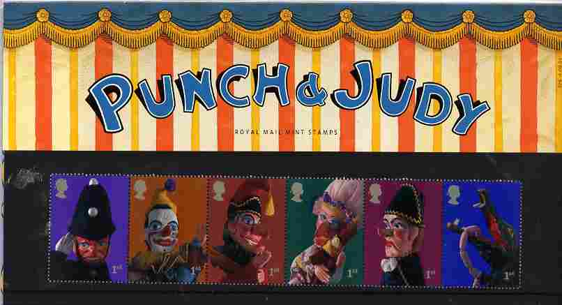 Great Britain 2001 Puppets set of 6 in official presentation pack SG 2224-29, stamps on theatre, stamps on puppets, stamps on police