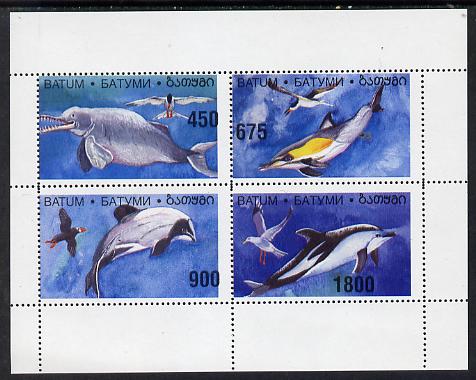 Batum 1995 (April) Birds & Dolphins perf set of 4 unmounted mint, stamps on , stamps on  stamps on animals  birds  marine-life  whales