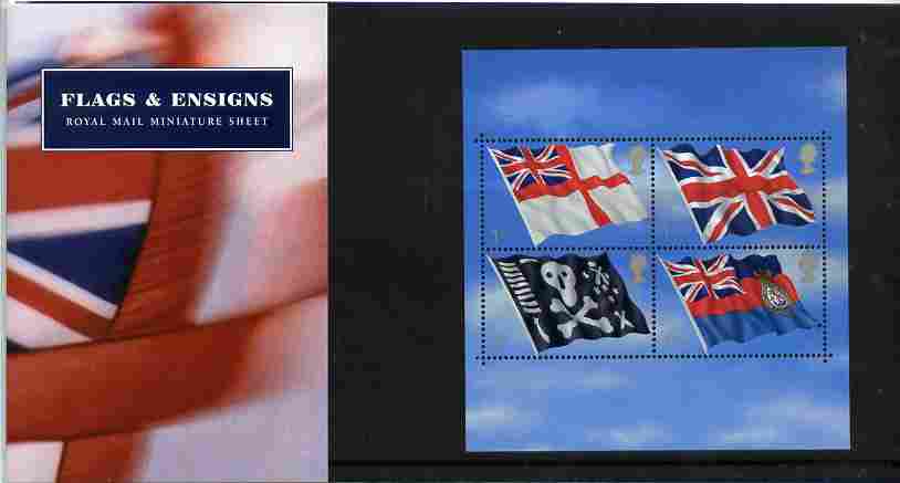 Great Britain 2001 Flags & Ensigns perf m/sheet in official presentation pack SG MS 2206, stamps on , stamps on  stamps on flags, stamps on pirates, stamps on 