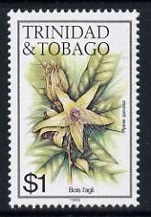 Trinidad & Tobago 1985-9 $1 Bois L'agli with '1989' imprint unmounted mint, SG 696, stamps on , stamps on  stamps on flowers