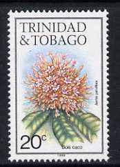 Trinidad & Tobago 1985-9 20c Bois Caco with 1989 imprint unmounted mint, SG 689, stamps on flowers