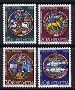 Switzerland 1968 Pro Patria (symbols of the month and signs of the Zodiac) set of 4 unmounted mint, SG 759-62, stamps on , stamps on  stamps on religion, stamps on  stamps on stained glass, stamps on  stamps on astrology, stamps on  stamps on fish, stamps on  stamps on cats, stamps on  stamps on lion, stamps on  stamps on horses, stamps on  stamps on zodiac, stamps on  stamps on zodiacs