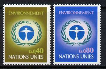 United Nations (Geneva) 1972 UN Environmental Conservation Conference set of 2 unmounted mint, SG G25-26, stamps on , stamps on  stamps on nuclear, stamps on  stamps on science